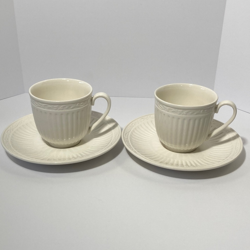 Mikasa Italian Countryside Elegant Cream Porcelain Cup and Saucer Set